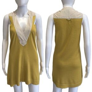 Anthropologie HWR Rayon Wool Cashmere Tunic Sweater Vest Dress Size M Stripe Mix